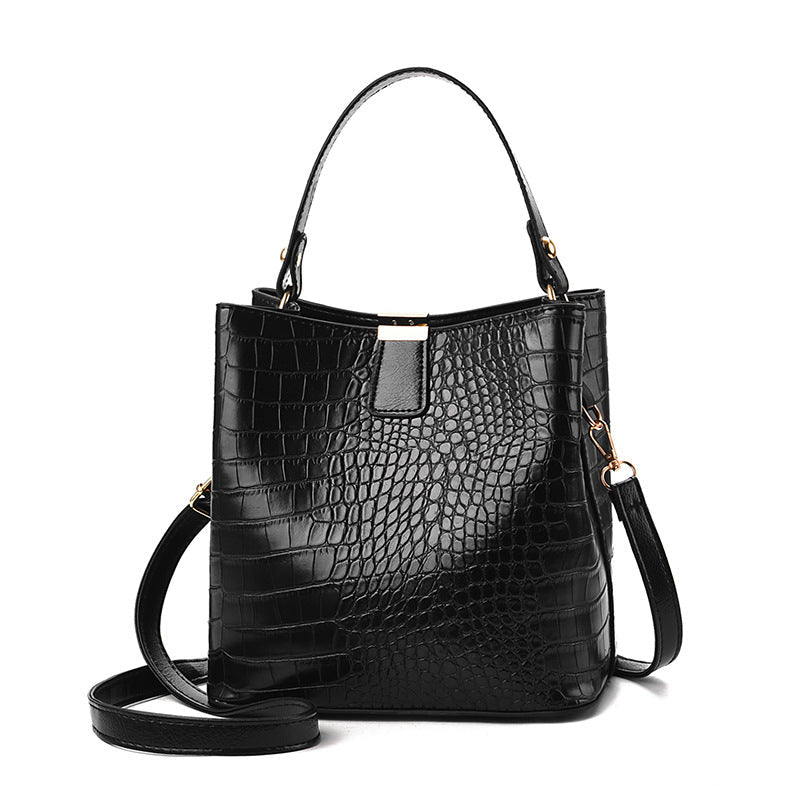 ELOAL Stylish Stone Pattern PU Leather Bucket Crossbody Bag