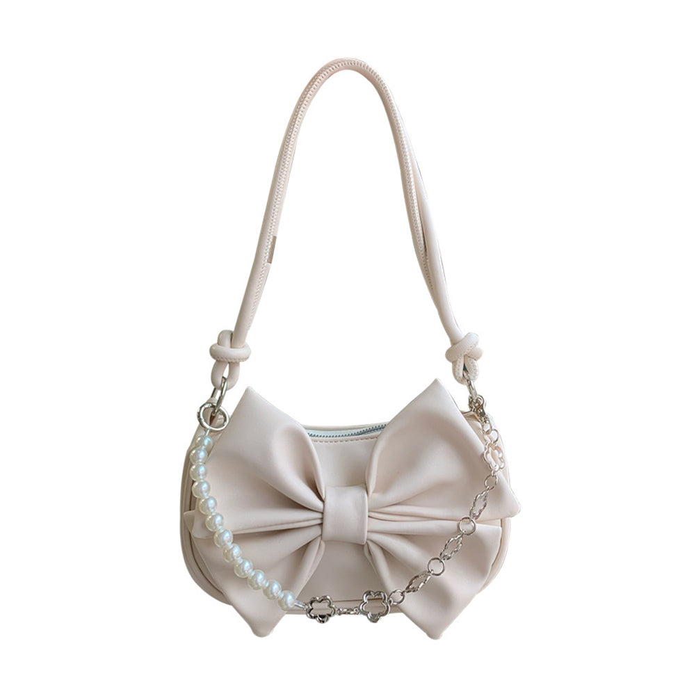 ELOAL Stylish Textured Mini Bow Underarm Shoulder Bag