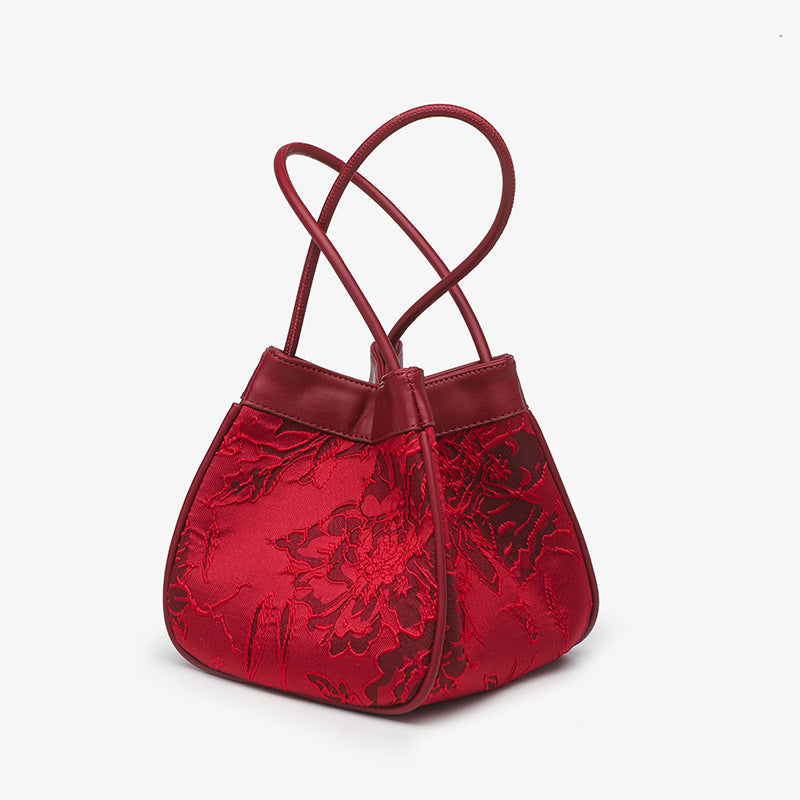ELOAL Stylish Embroidered Bucket Bag with Vegetable Basket Design