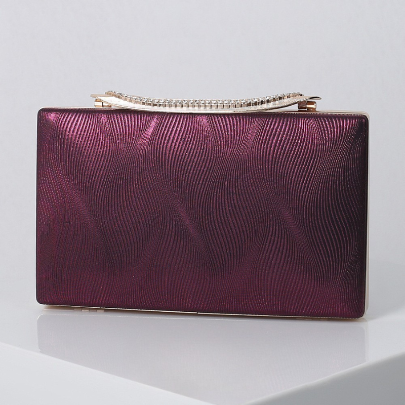 ELOAL Elegant Shimmering Clutch with Rhinestone Handle for Events