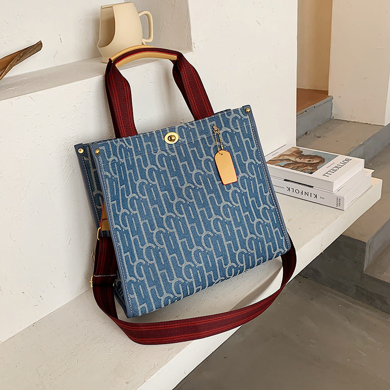 ELOAL Stylish Denim Tote Messenger Bag for Everyday Use