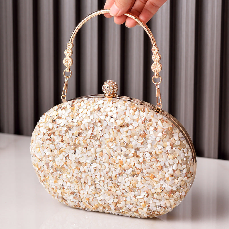 ELOAL Elegant Round Diamond Evening Clutch with Handle
