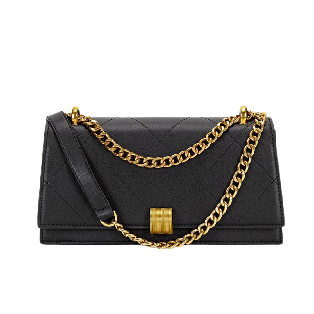 ELOAL Stylish Embroidered Small Square Bag with Diamond Chain