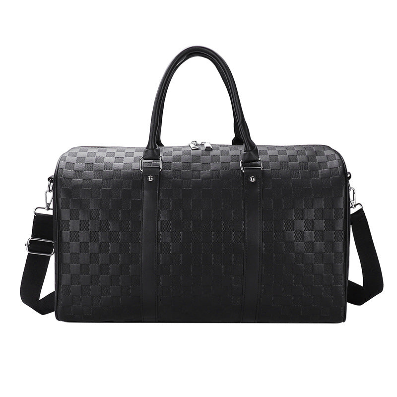 ELOAL Stylish Plaid Embossed PU Leather Sports Travel Bag