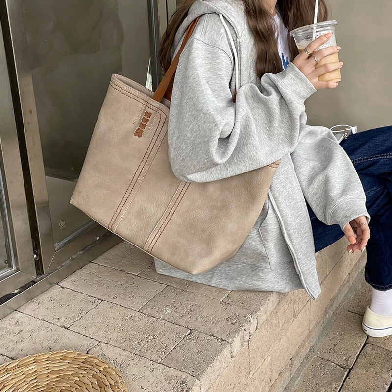 ELOAL Stylish Retro PU Leather Commuter Tote Bag