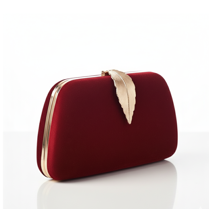 ELOAL Elegant Velvet Leaf Charm Clutch for Stylish Occasions