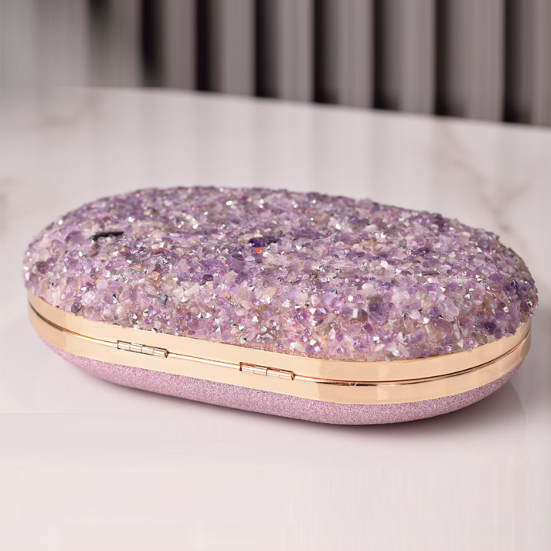 ELOAL Elegant Round Diamond Evening Clutch with Handle