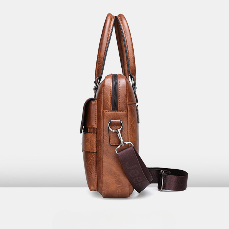 ELOAL Stylish Men's Leather Laptop Briefcase