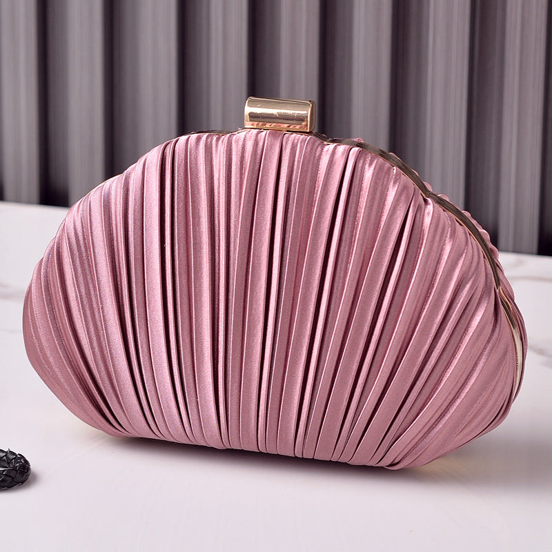 ELOAL Elegant Pleat Half Moon Clutch Bag for Stylish Outings