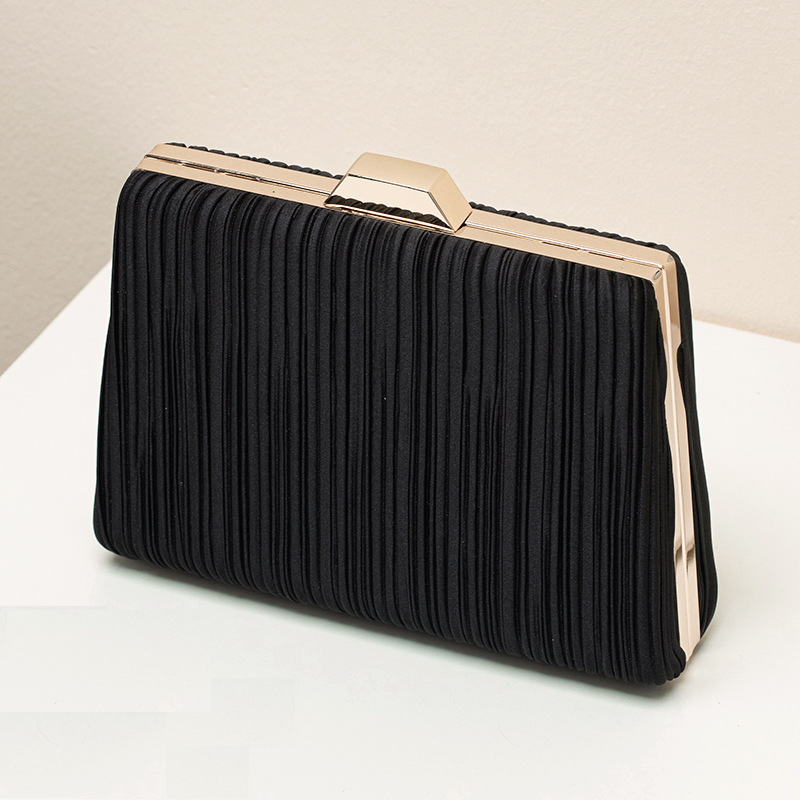 ELOAL Elegant Pleated Evening Clutch with Chain Strap