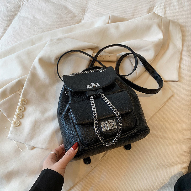 ELOAL Stylish Diamond Pattern Chain Small Backpack