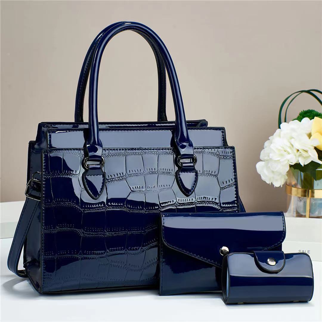 ELOAL Stylish Mother and Child Bag Set with Crocodile Pattern