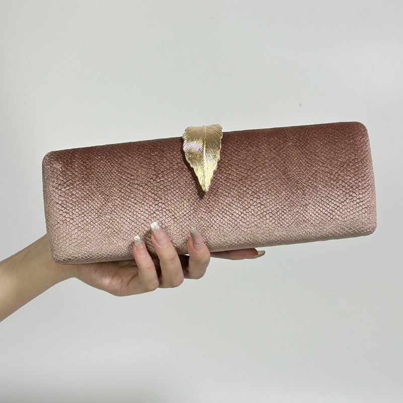 ELOAL Elegant Velvet Leaf Buckle Evening Clutch Handbag