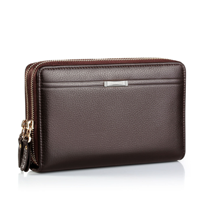 ELOAL Stylish Men's Double Zipper Business Clutch Wallet