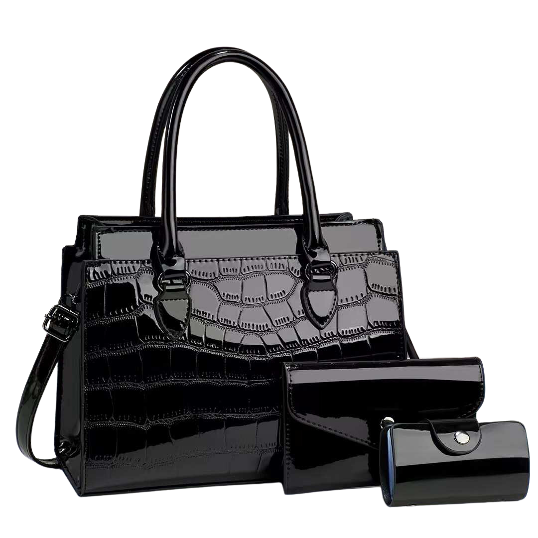 ELOAL Stylish Mother and Child Bag Set with Crocodile Pattern
