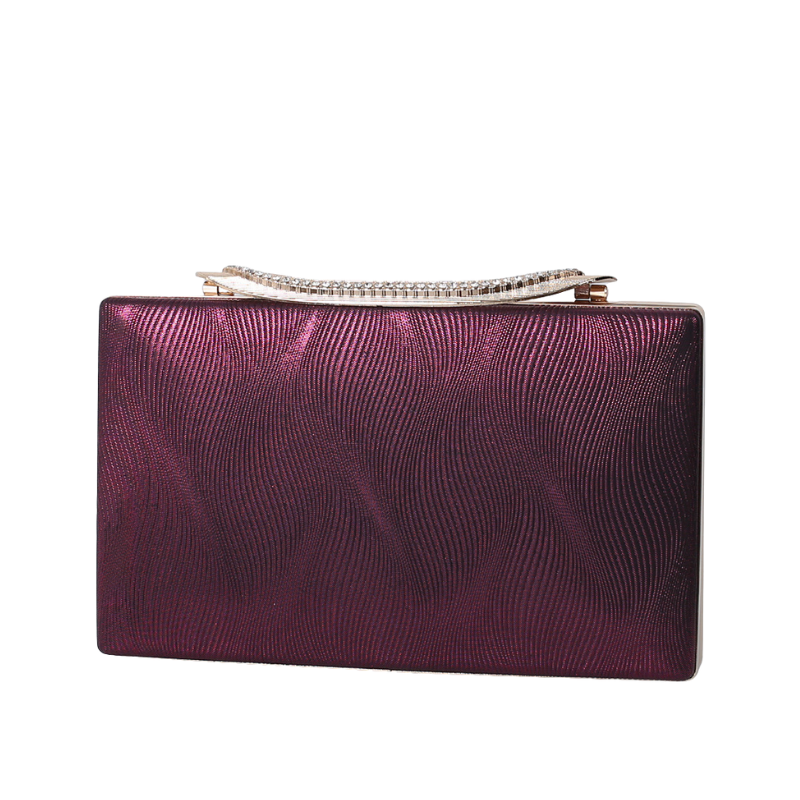ELOAL Elegant Shimmering Clutch with Rhinestone Handle for Events