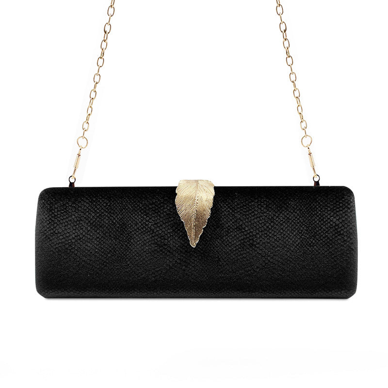 ELOAL Elegant Velvet Leaf Buckle Evening Clutch Handbag
