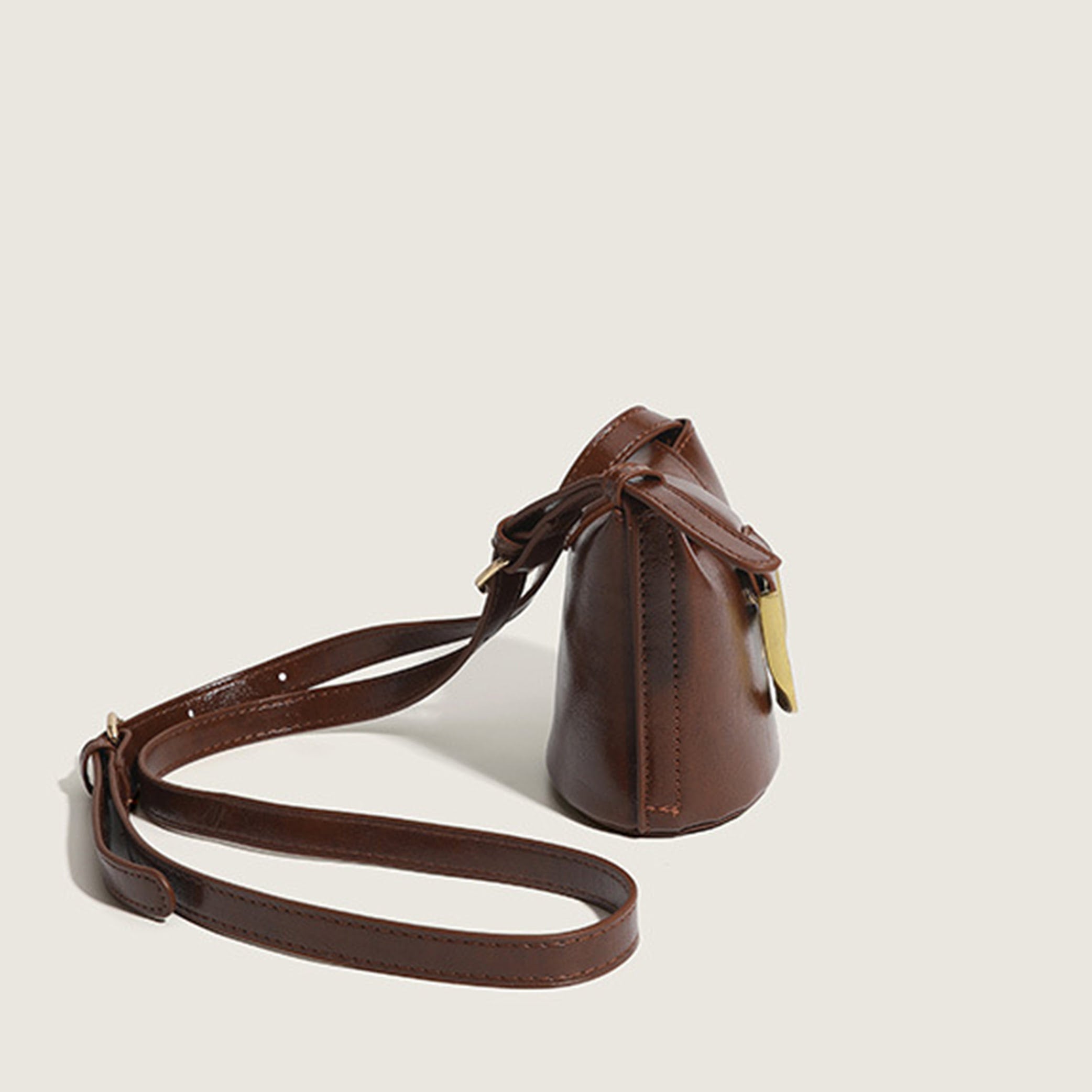 ELOAL Stylish Mini Bucket Bag with Metal Horseshoe Buckle