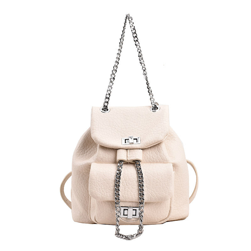 ELOAL Stylish Diamond Pattern Chain Small Backpack