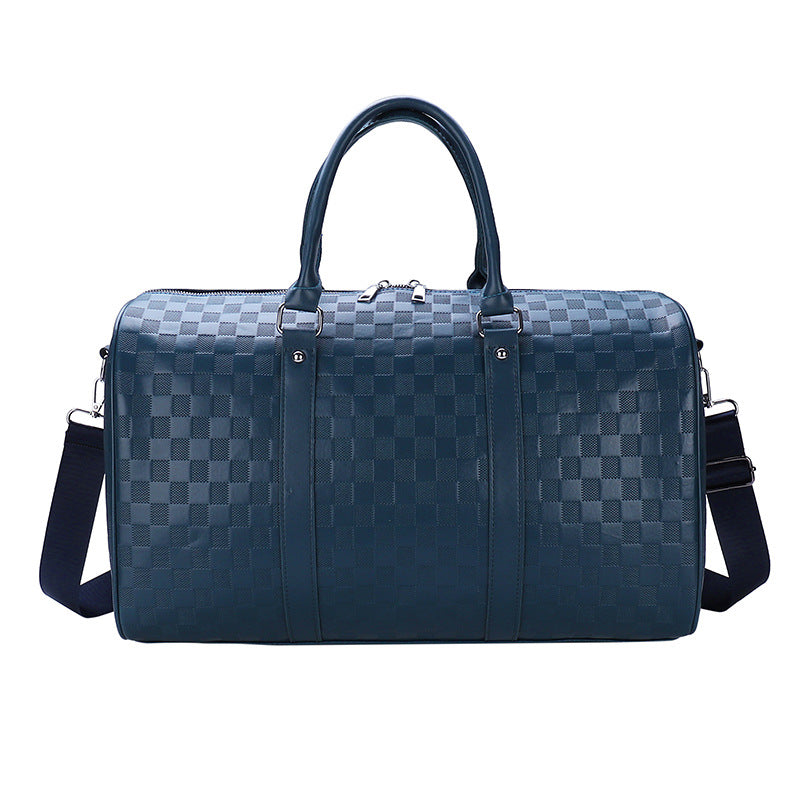 ELOAL Stylish Plaid Embossed PU Leather Sports Travel Bag