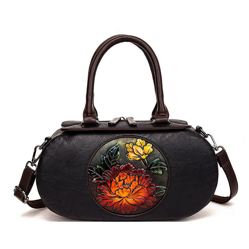 ELOAL Stylish Cylindrical Retro Handbag with National Design