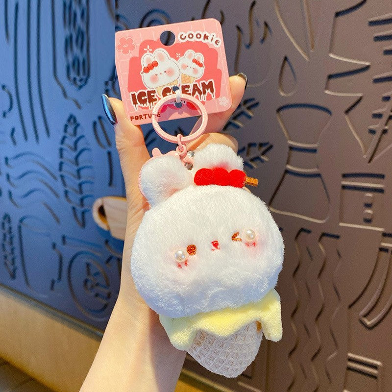 ELOAL Stylish Fluffy Ice Cream Cone Bag Charm for Accessories