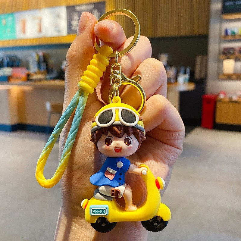 ELOAL Stylish Scooter Girl Epoxy Bag Charm for Trendy Accessories