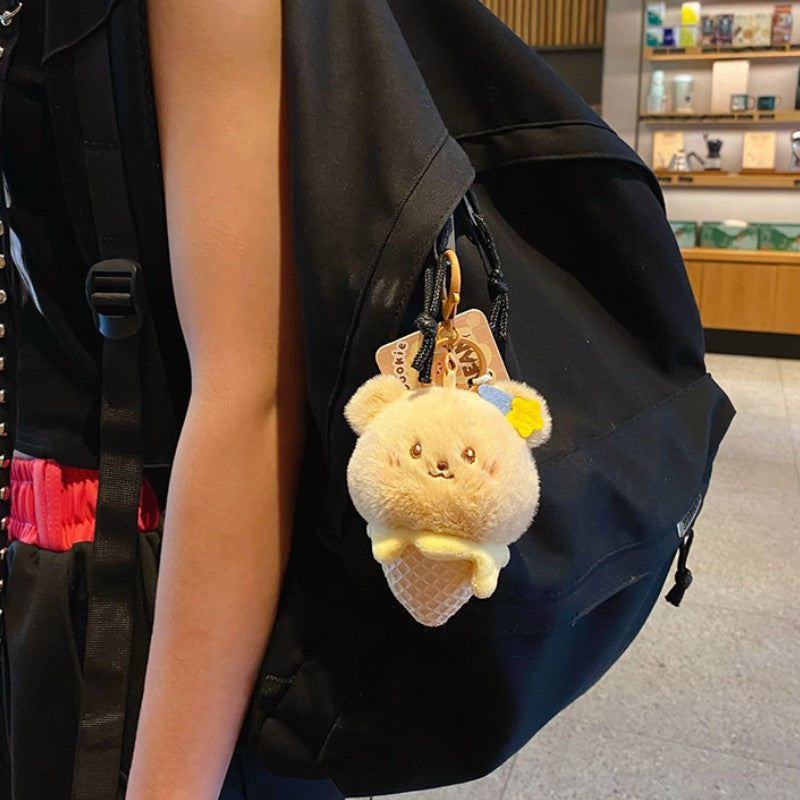 ELOAL Stylish Fluffy Ice Cream Cone Bag Charm for Accessories