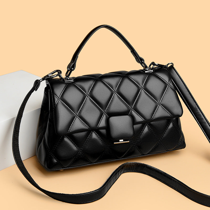 ELOAL Elegant Quilted Flap Handbag with Crossbody Strap