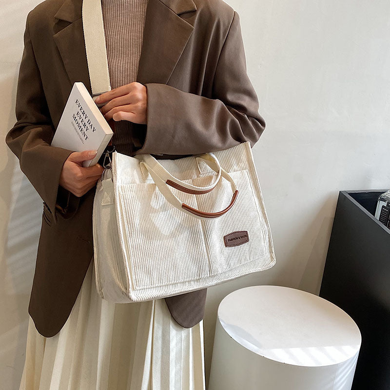 ELOAL Stylish Multi Pocket Canvas Crossbody Tote Bag