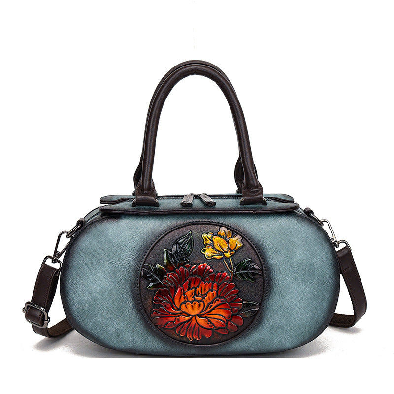 ELOAL Stylish Cylindrical Retro Handbag with National Design