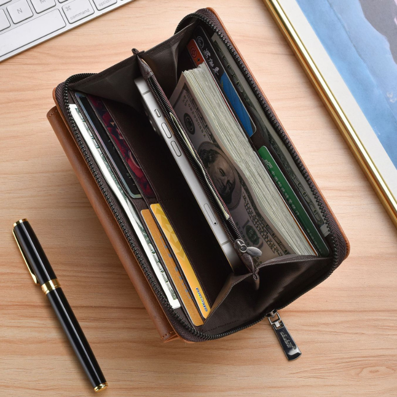 ELOAL Stylish Large Capacity Wallet with Zipper and Card Slots