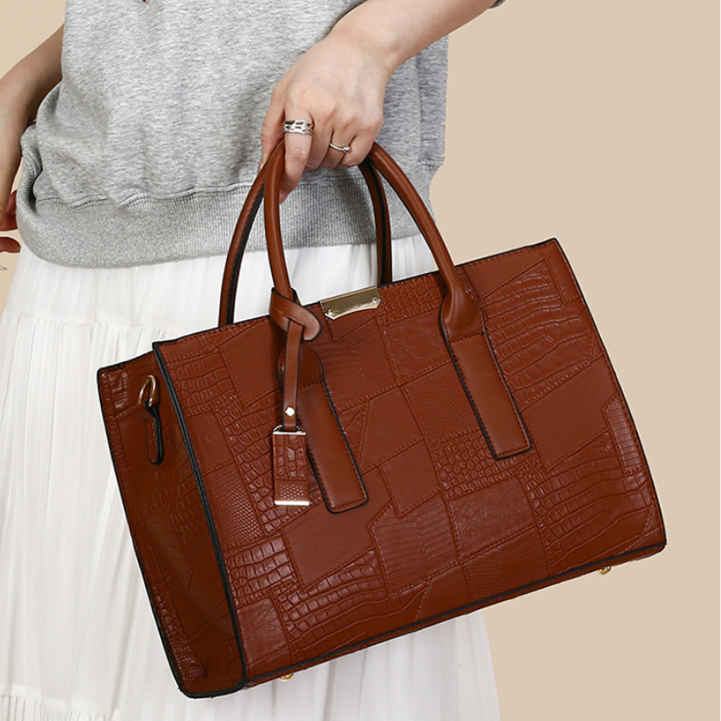 ELOAL Stylish Vintage Embossed Leather Tote Bag
