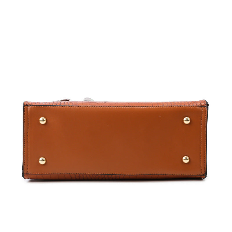 ELOAL Elegant Three-Piece Crocodile Bag Set with Scarf for Moms