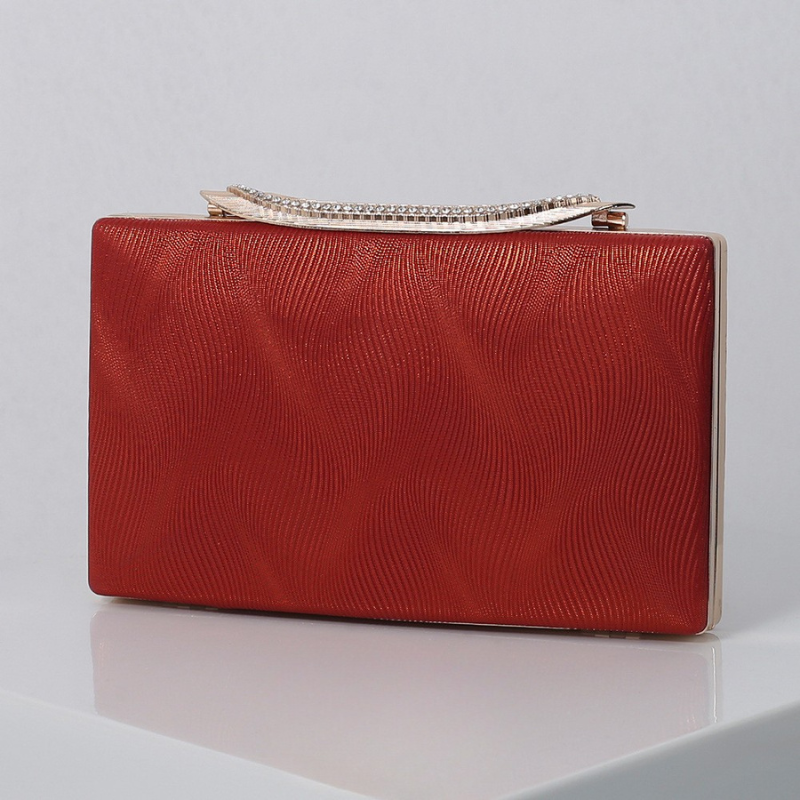 ELOAL Elegant Shimmering Clutch with Rhinestone Handle for Events