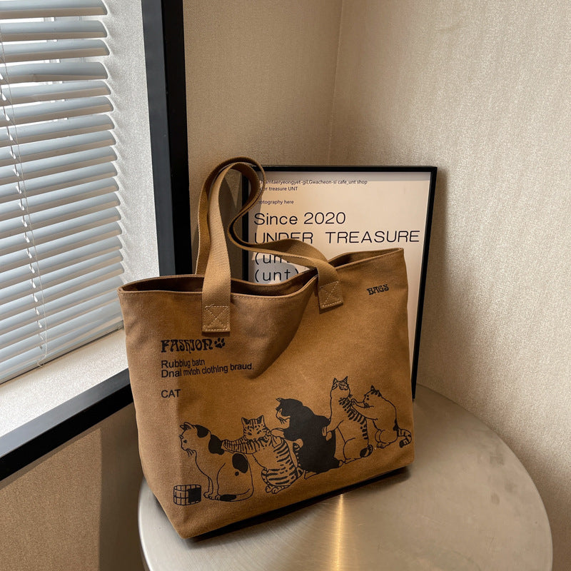 ELOAL Stylish Large Capacity Canvas Tote Bag for Students